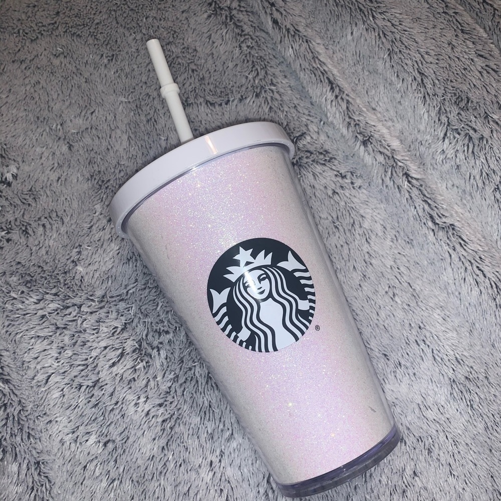 **SOLD** White Sparkle Starbucks Cold Cup 16oz